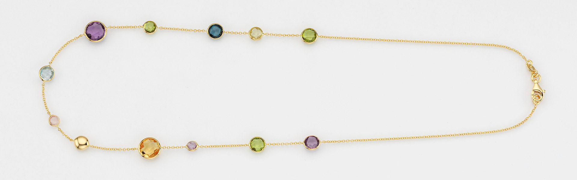Eugen Rühle Colliers Farbstein Goldlinsen Collier 585 Gelbgold