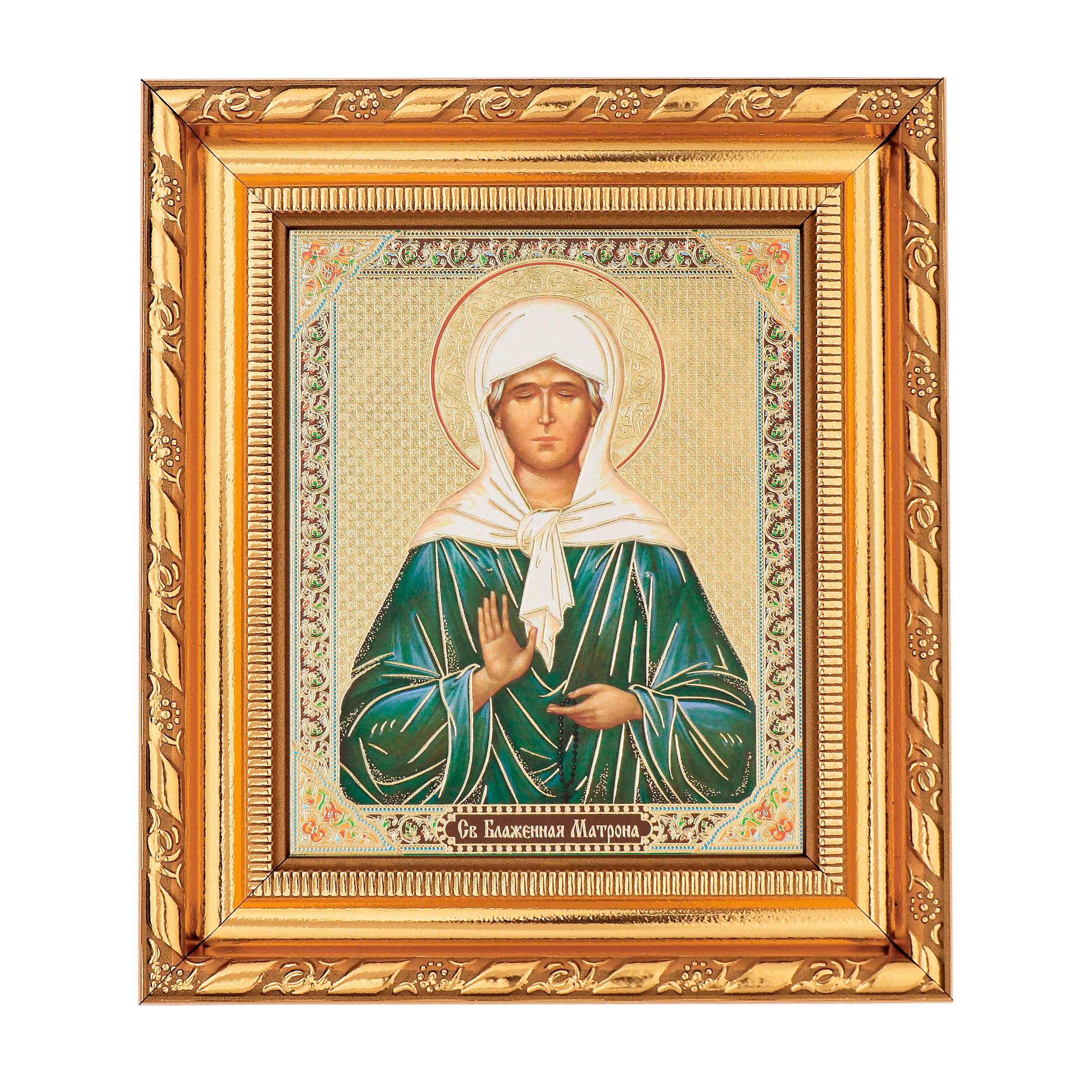 NKlaus Ikone Heilige Matrona Holz orthodox 15x18 cm