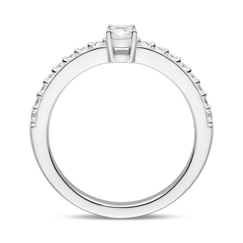 JEWLIX Verlobungsring 925 Silber Zirkonia Schiene 58
