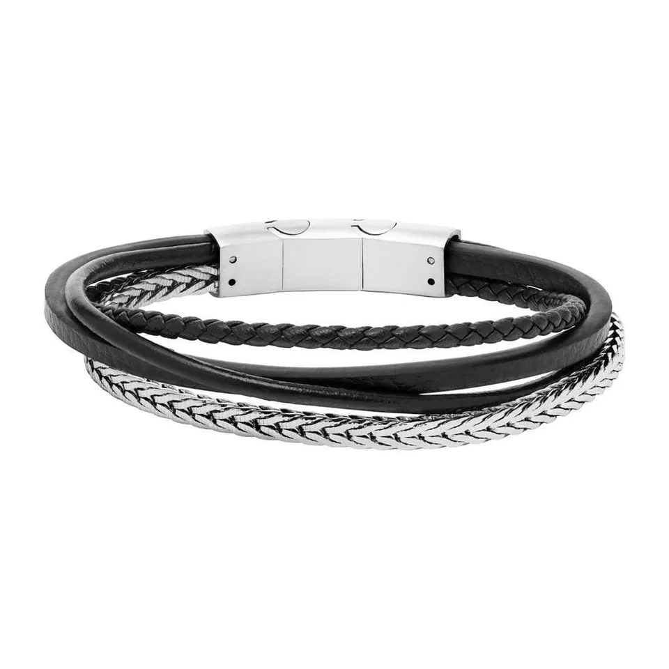 JEWLIX ID-Armband Kunstleder Edelstahl schwarz