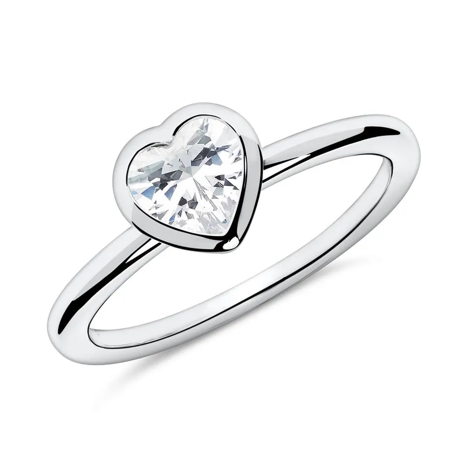 JEWLIX Herzring 925 Silber Ring Zirkonia 50mm Herz