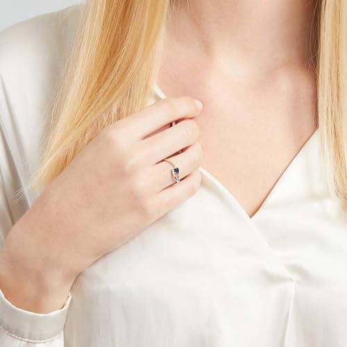 JEWLIX Ring 585er Weißgold mit 5 Diamanten und Saphir