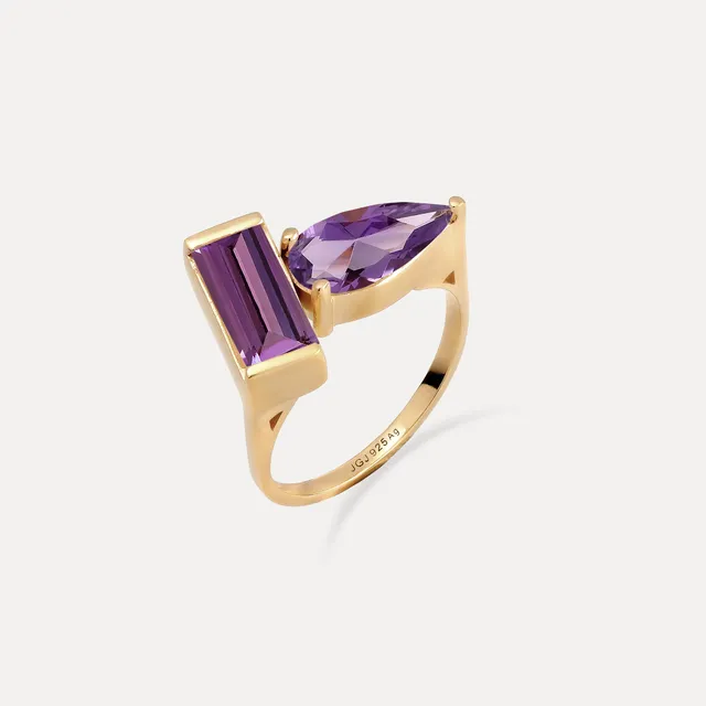 Stilnest Balance Amethyst Ring Gold Vermeil Gr.52 modern