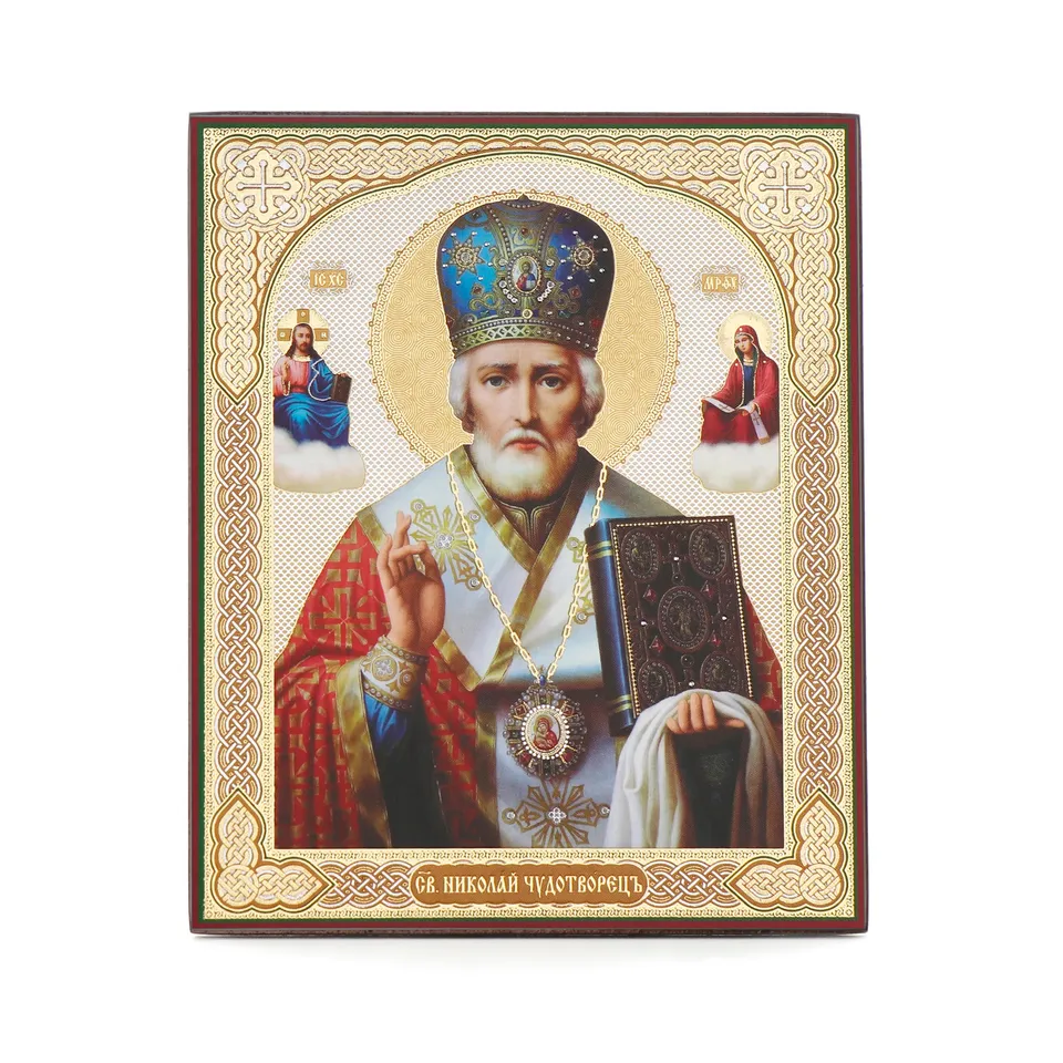 NKlaus Sankt Nikolaus von Myra Ikone Holz 10x12cm Segen
