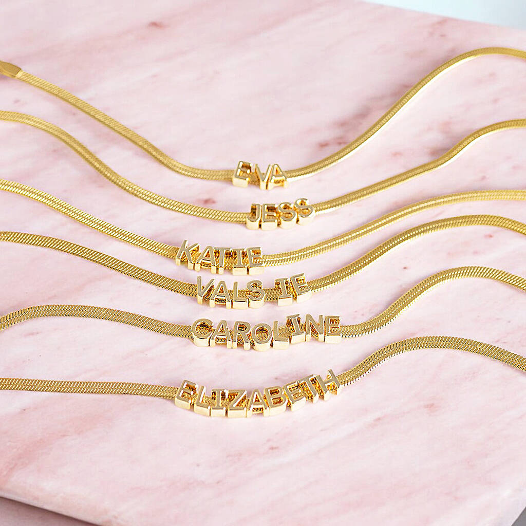 Joy by Corrine Smith Flat Chain Namensarmband Gold Edelstahl
