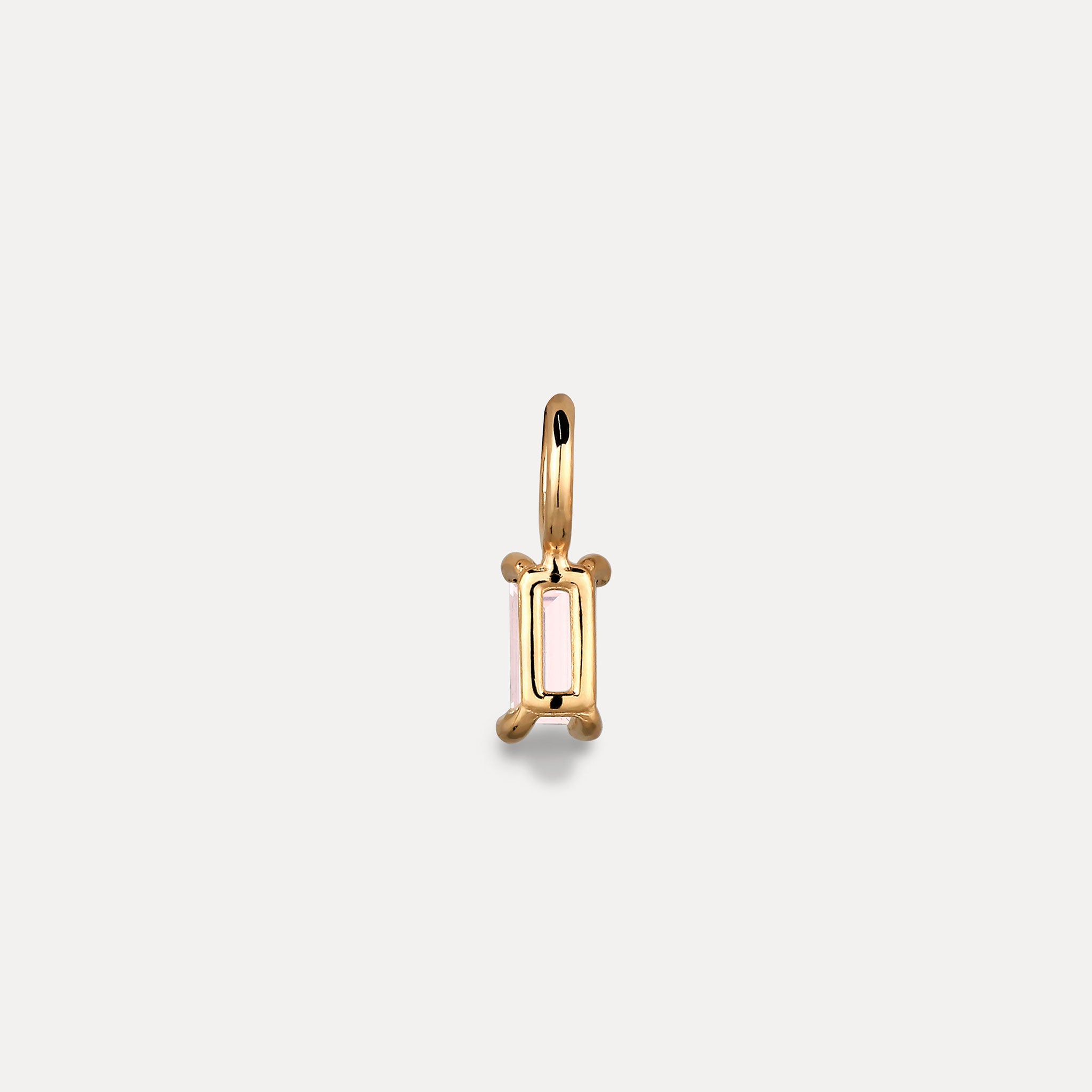 Stilnest Rosenquarz Anhänger Baguette 24k Gold Vermeil rosa