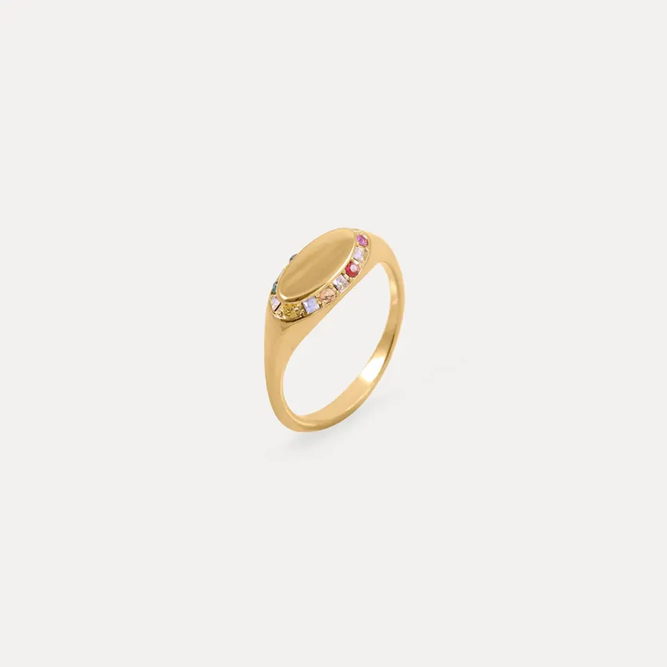 Stilnest Rainbow Crown Ring Edelsteinring Gold Gr.52