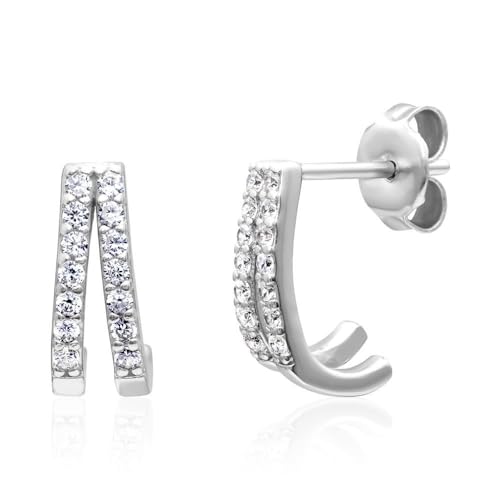 JEWLIX Ohrstecker Silber 925 weiße Zirkonia Damen