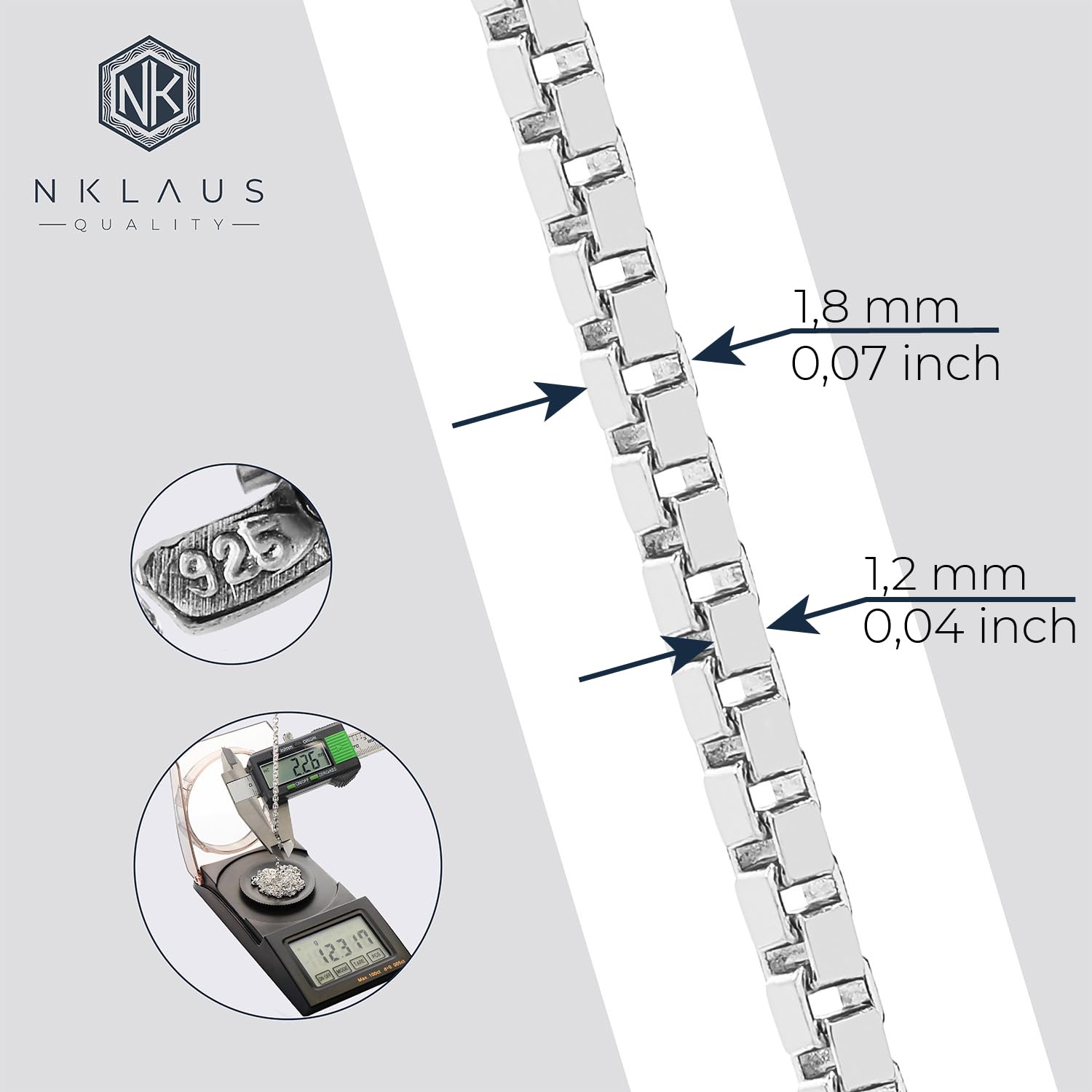 NKlaus Jewellery Venezianerkette Silber 925 60cm 1,8mm