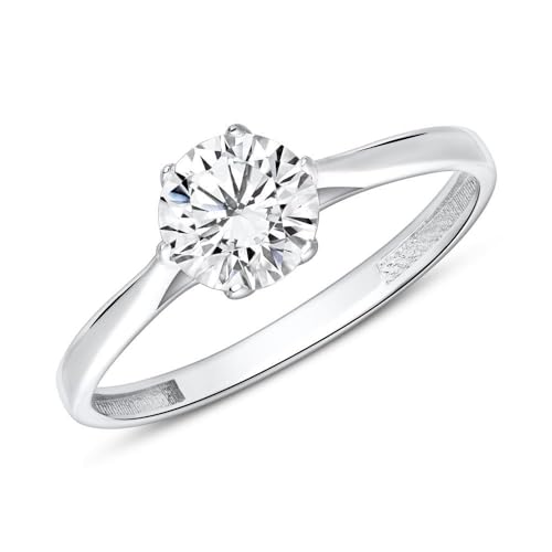 JEWLIX Verlobungsring 375 Weißgold Größe 60 Zirkonia