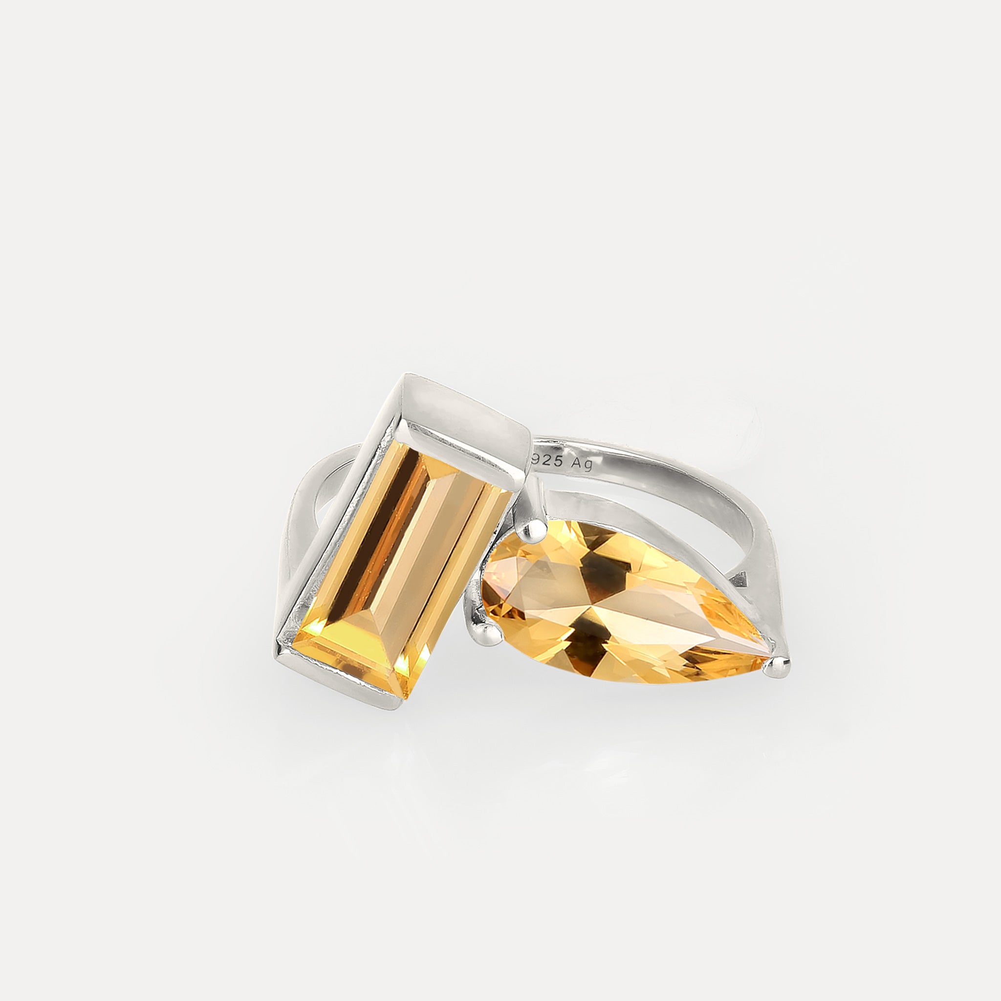 Stilnest Citrin Balance Ring Edelsteinring Gold Vermeil 52