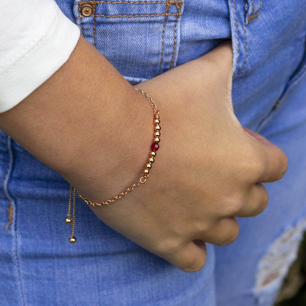 JOY Birthstone Bar Slider Armband Rosegold Kristall
