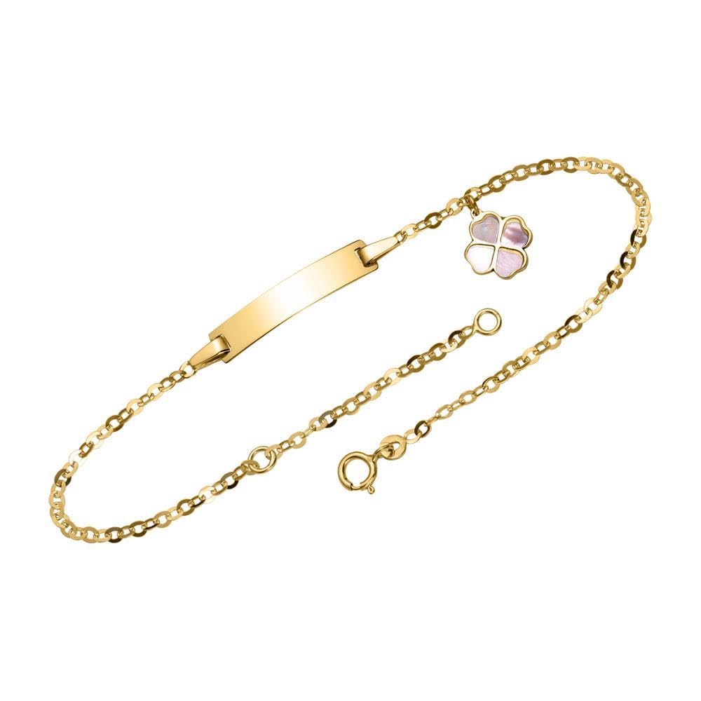 JEWLIX ID-Armbänder ID Armband Gold Kleeblatt Perlmutt 19 cm