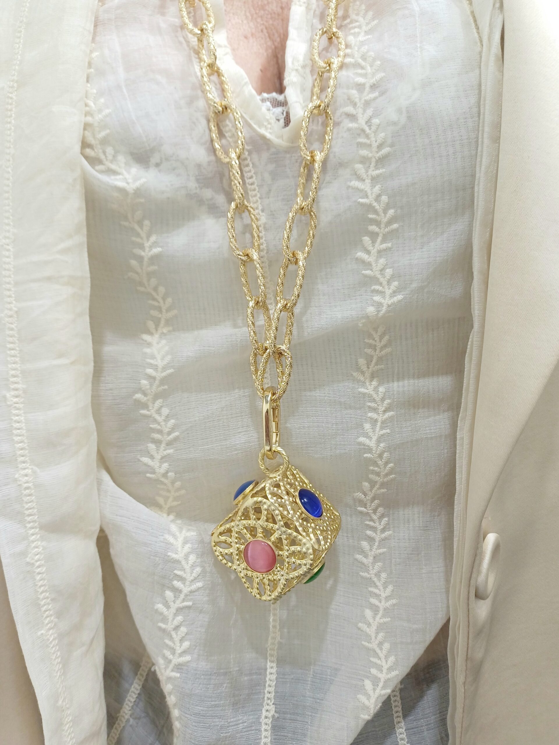 Alevá Bijoux Kubo Anhänger vergoldet multicolor