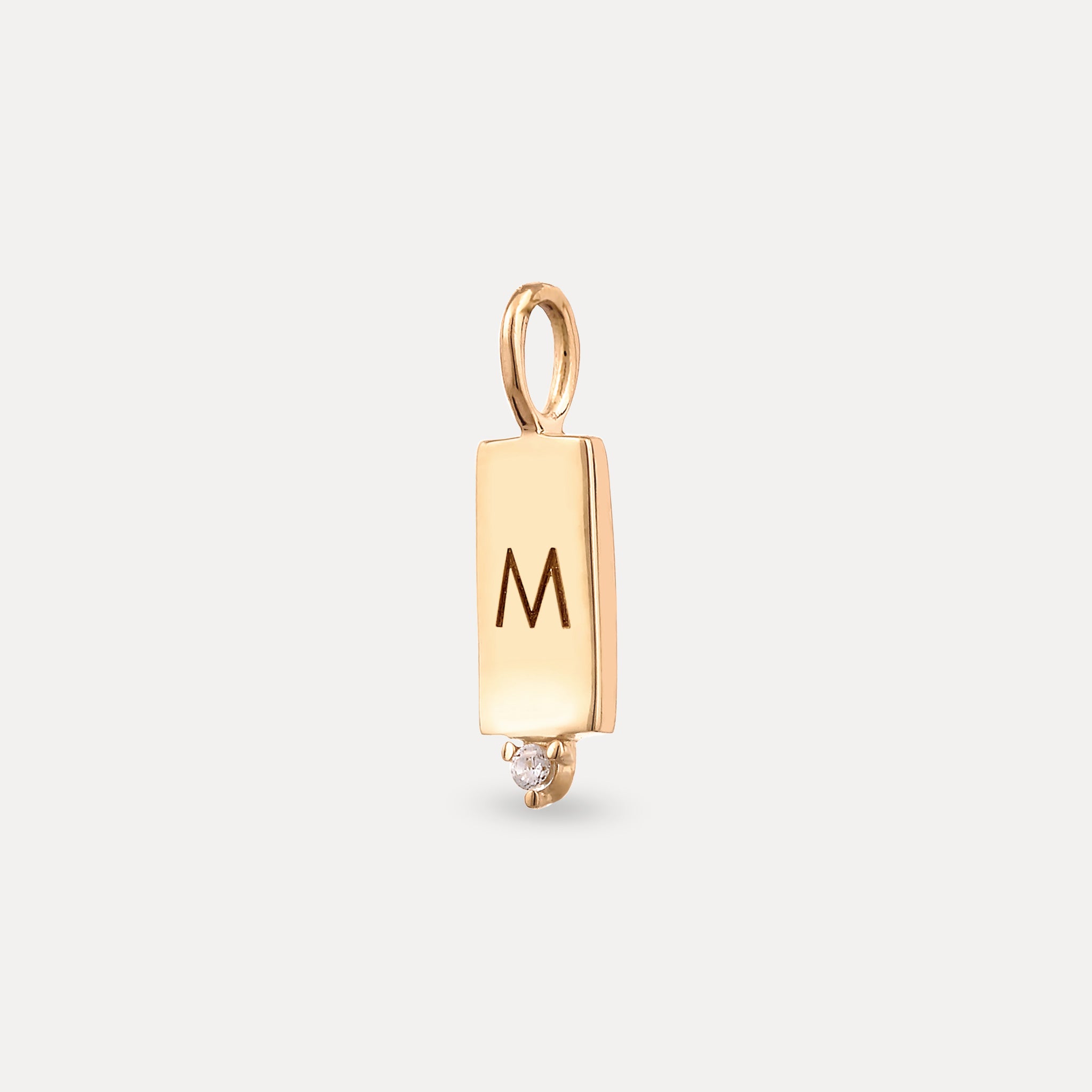 Stilnest Brick Tag Anhänger 585 Gold Saphir gravierbar