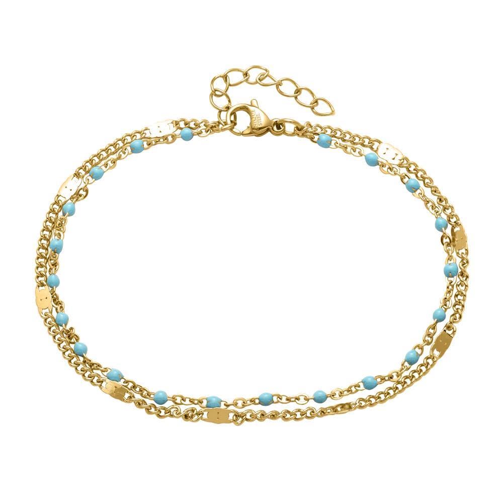 JEWLIX ID-Armbänder Zweireihiges Armband Edelstahl Silber