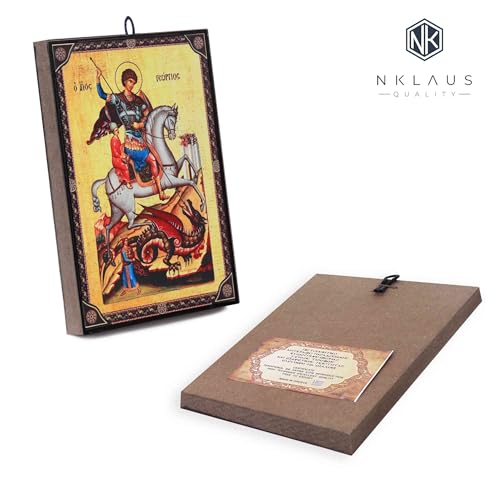 NKlaus Religious Icons Hl. Georg Ikone Holz 9,7x13,5cm