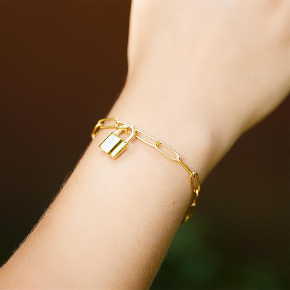 JEWLIX Armband Edelstahl vergoldet Schloss goldfarben
