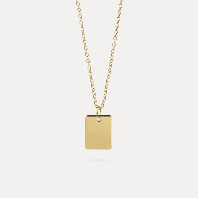 Stilnest Edge Tag Halskette 585 Gold 45cm Ankerkette