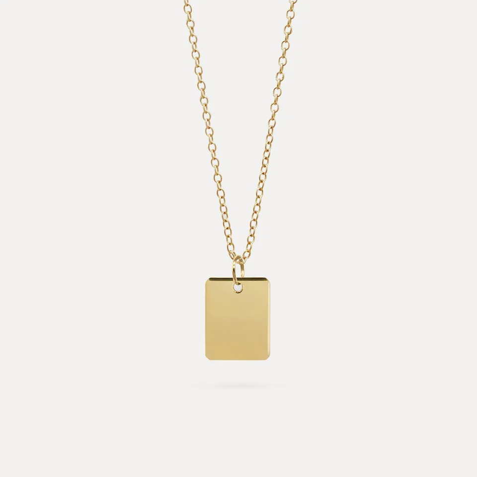 Stilnest Edge Tag Halskette 585 Gold 45cm Ankerkette