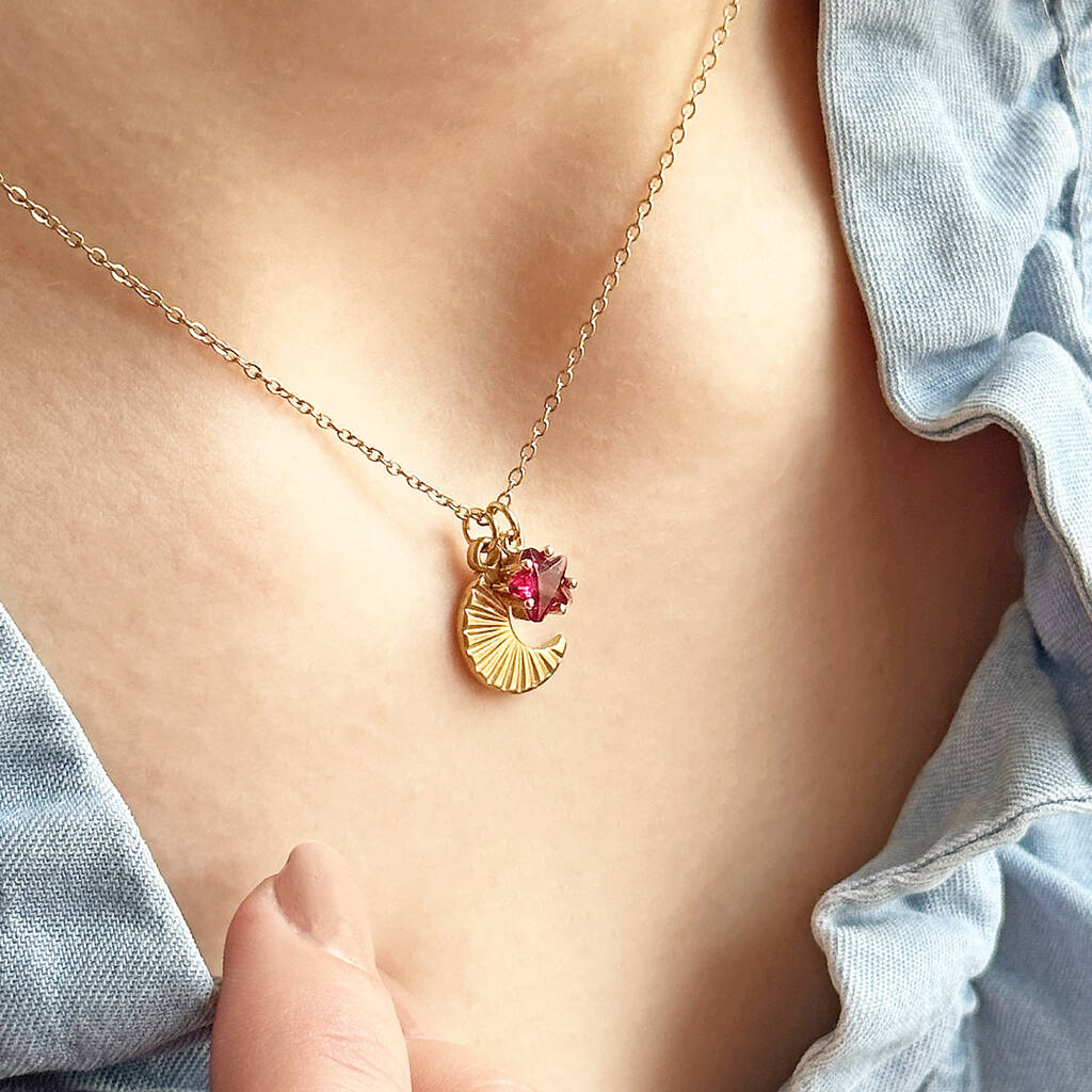 Joy by Corrine Smith Moon Halskette Gold mit Geburtsstein