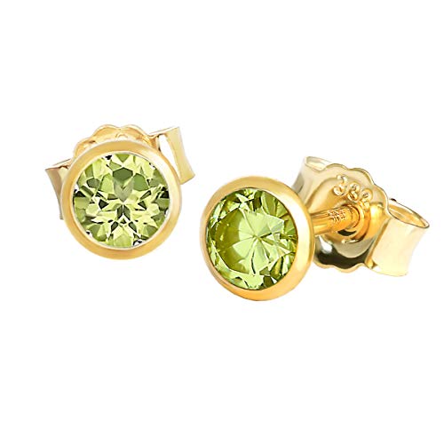 NKlaus Ohrstecker Gelbgold Peridot 3,5 mm 333 Gold
