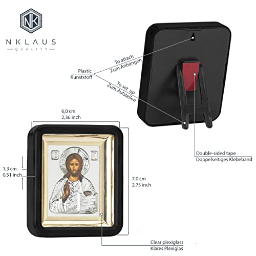 NKlaus Religious Icons Jesus Ikone 7x6cm Rahmen schwarz Glas
