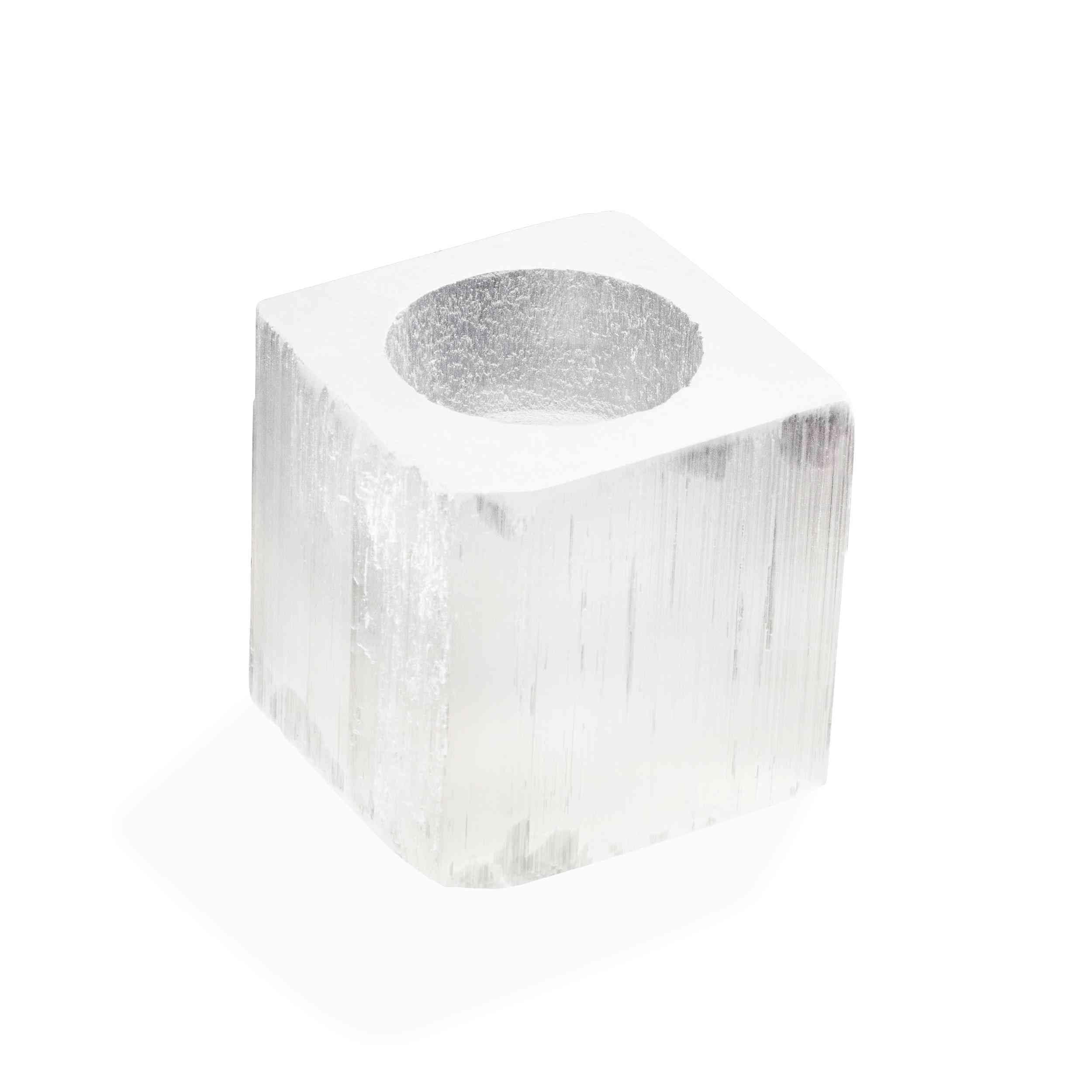 NKlaus Healing Crystals Selenit Würfel Kerzenhalter 6x6cm 1 Stück