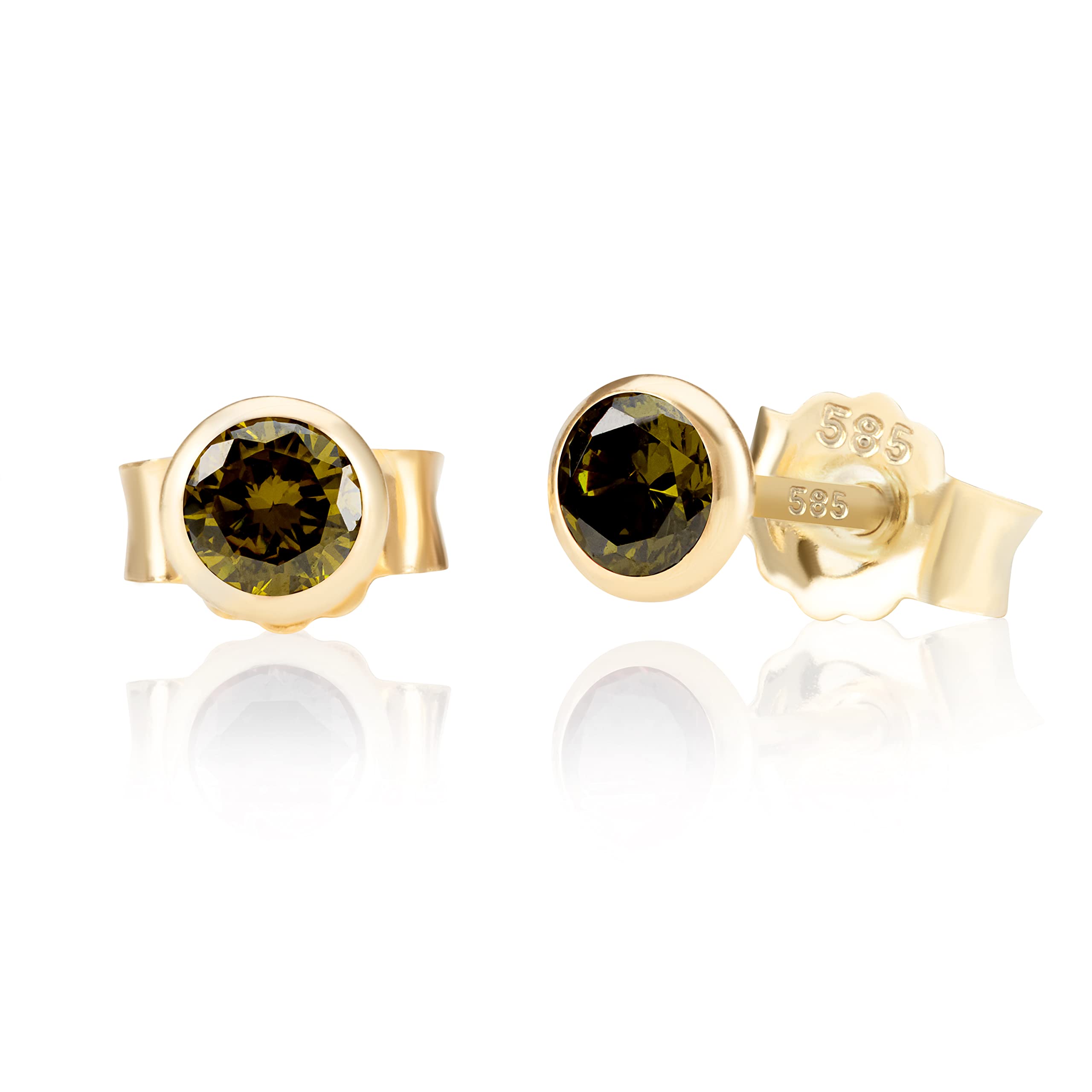 NKlaus Ohrstecker 585 Gelbgold 5 mm Zirkonia Aquamarin