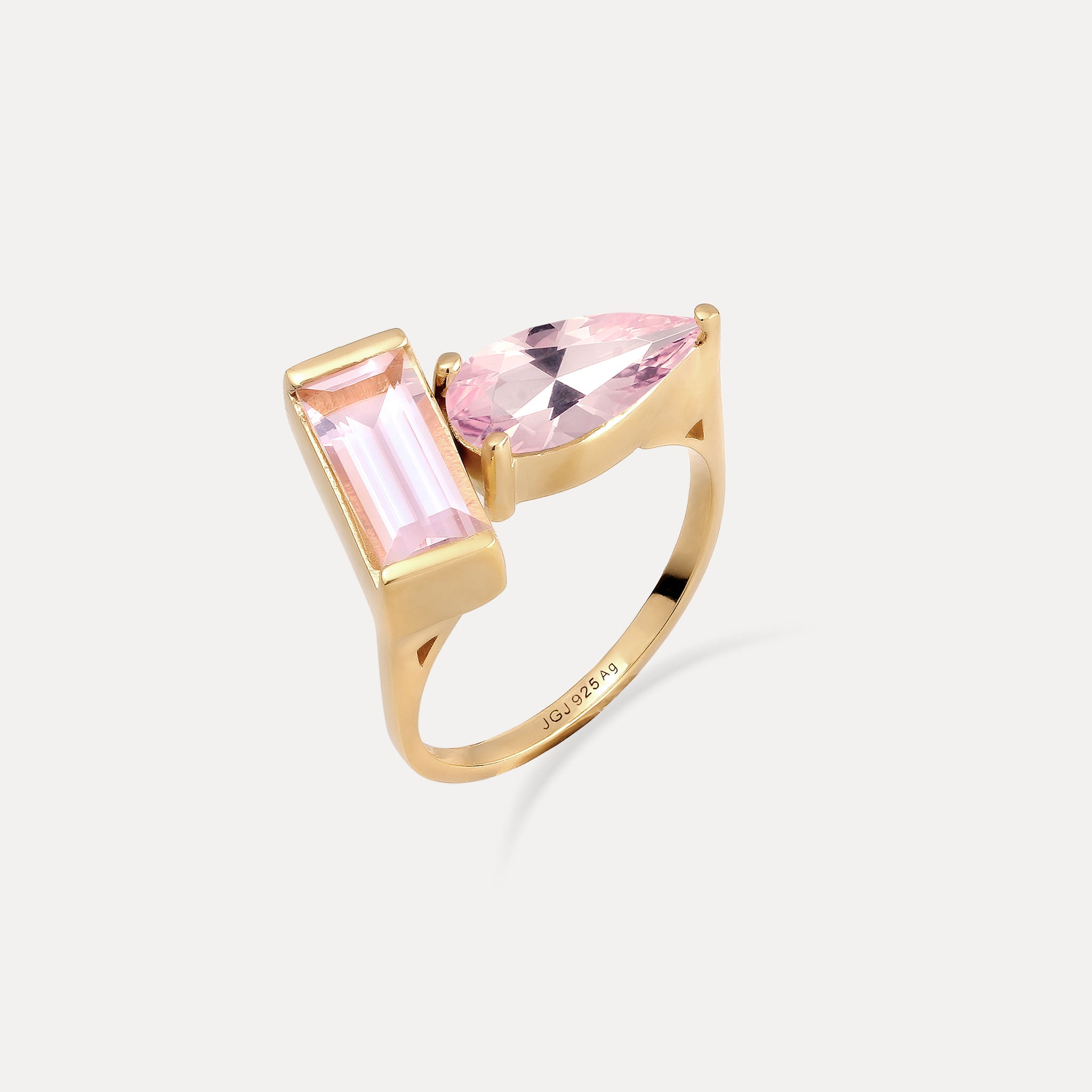 Stilnest Balance Ring Rosenquarz 24k Gold Vermeil Gr. 56