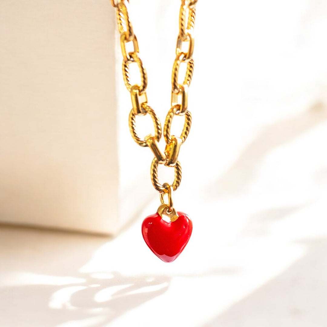 Joy by Corrine Smith Herz Charm Armband Rot Silber vergoldet