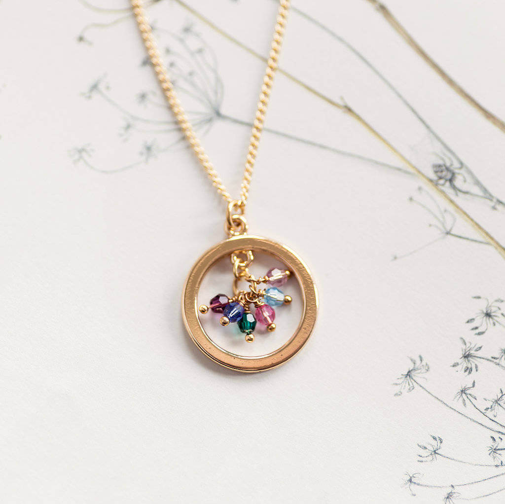 Joy by Corrine Smith Family Birthstone Halo Halskette Gold