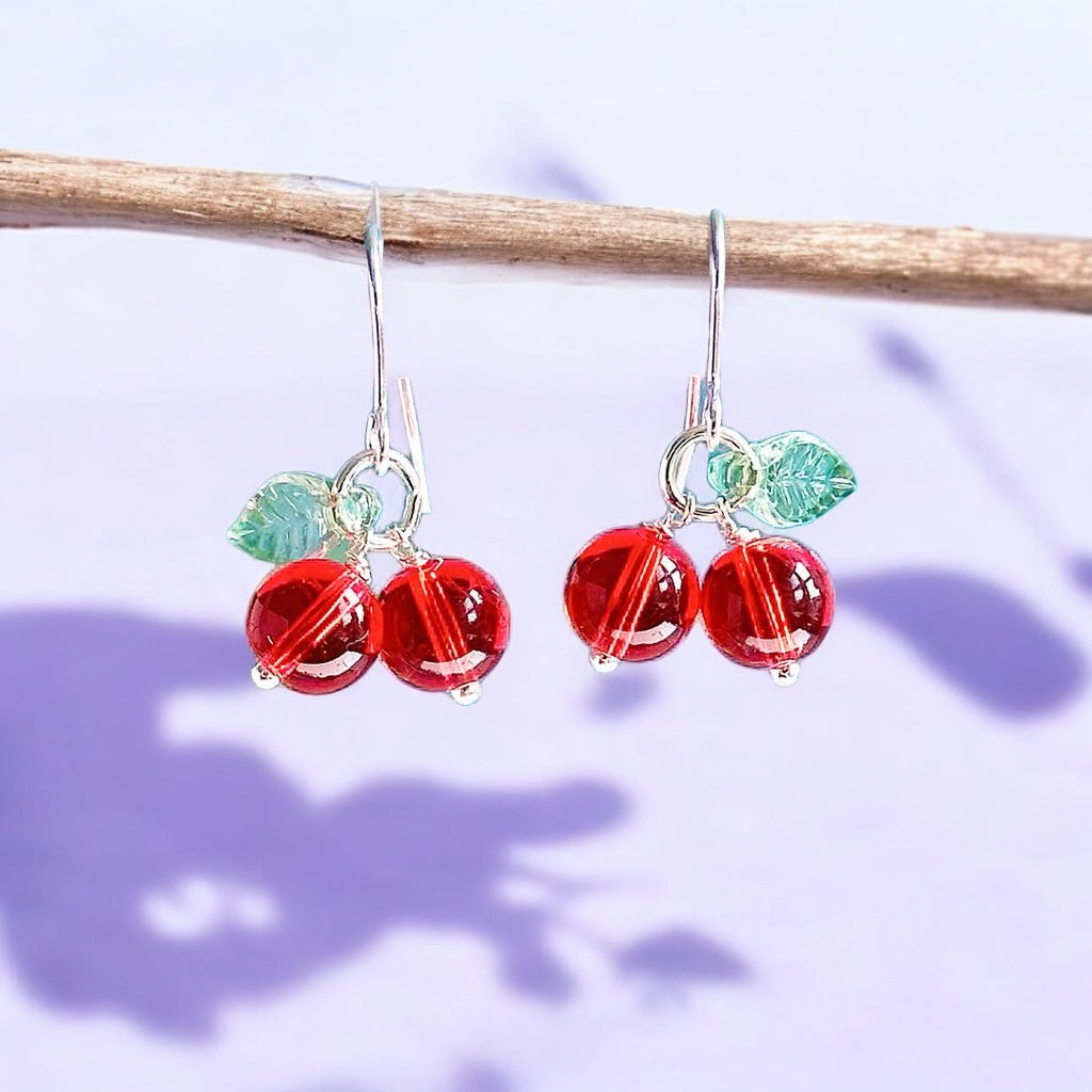 Joy by Corrine Smith Cherry Ohrringe Glas Kirsche Gold