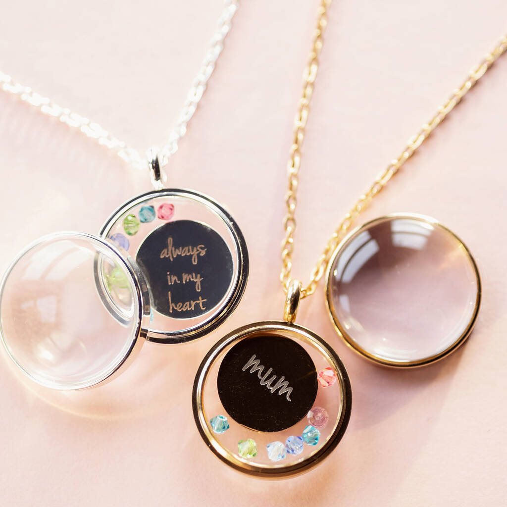 Joy by Corrine Smith Family Birthstone Locket Halskette Silber