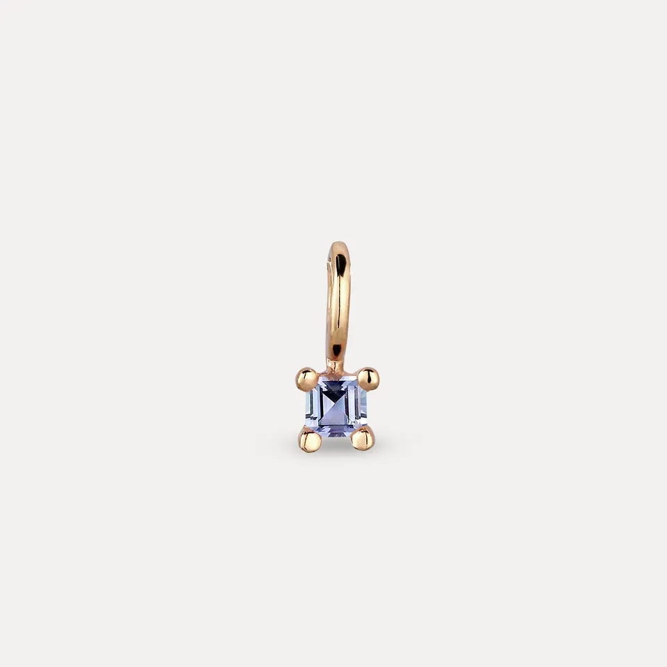 Stilnest Tansanit Solitär Anhänger Square 585 Gold Lila