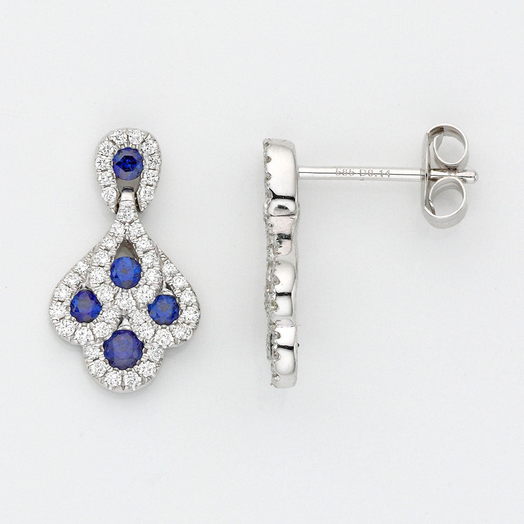 Eugen Rühle Ohrschmuck Ohrstecker 0,28ct Brillant Saphir 590 WG