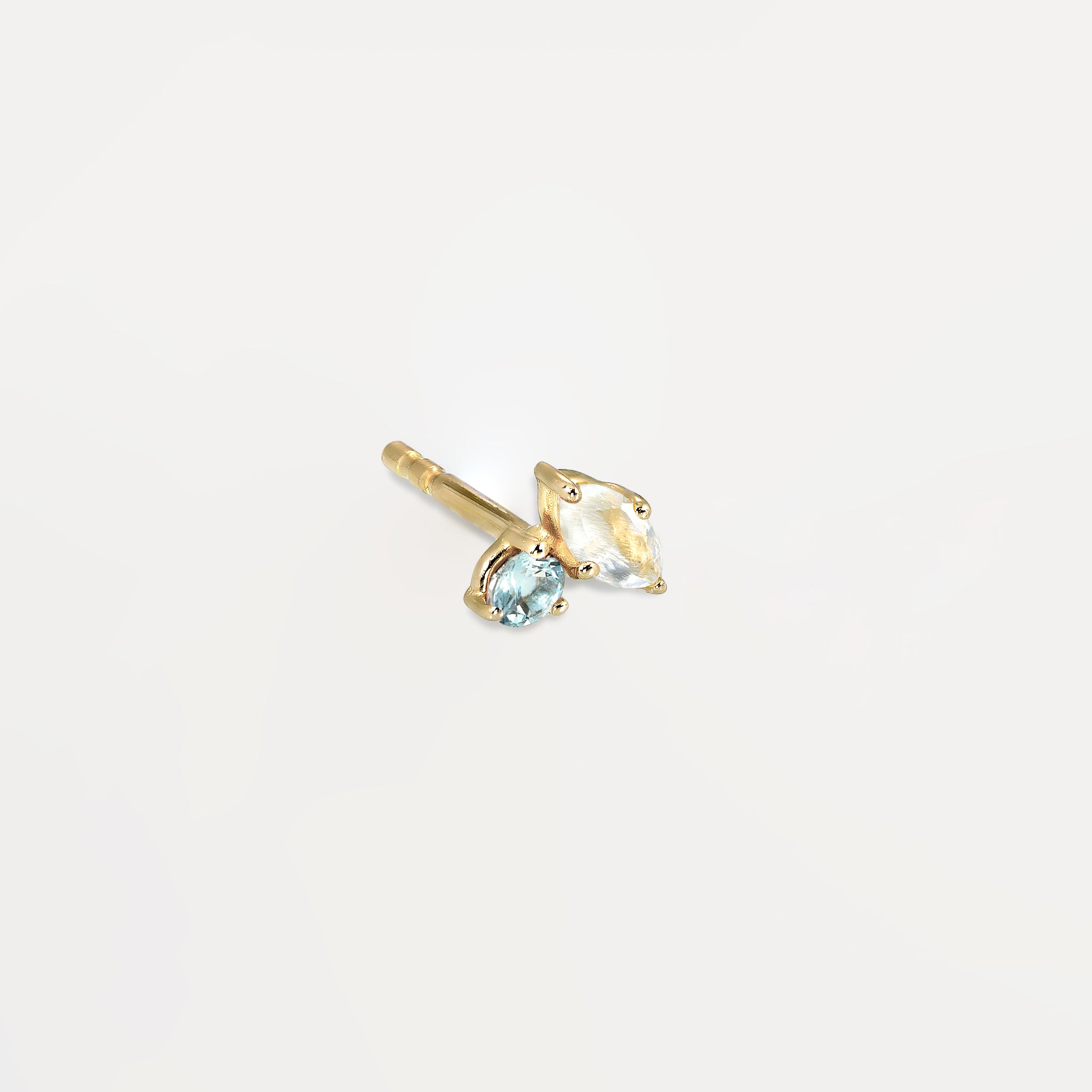 Stilnest Joy Ohrstecker Mondstein Aquamarin 585 Gold Single