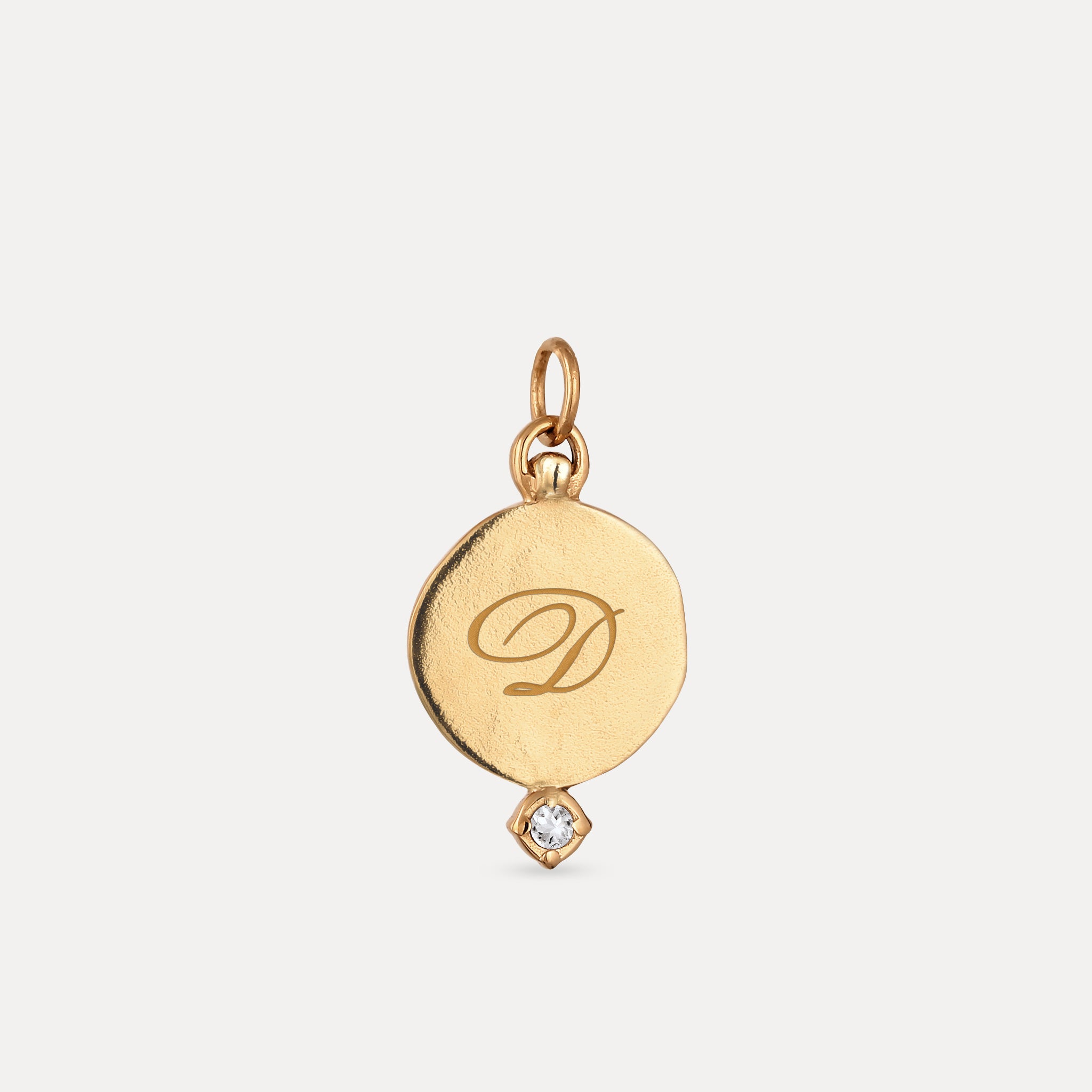 Stilnest Fluid Medallion Anhänger Weißer Saphir Gold