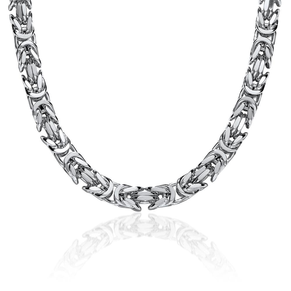 JEWLIX Königskette 925 Silber 7,5 mm Vierkant Halskette rhodiniert