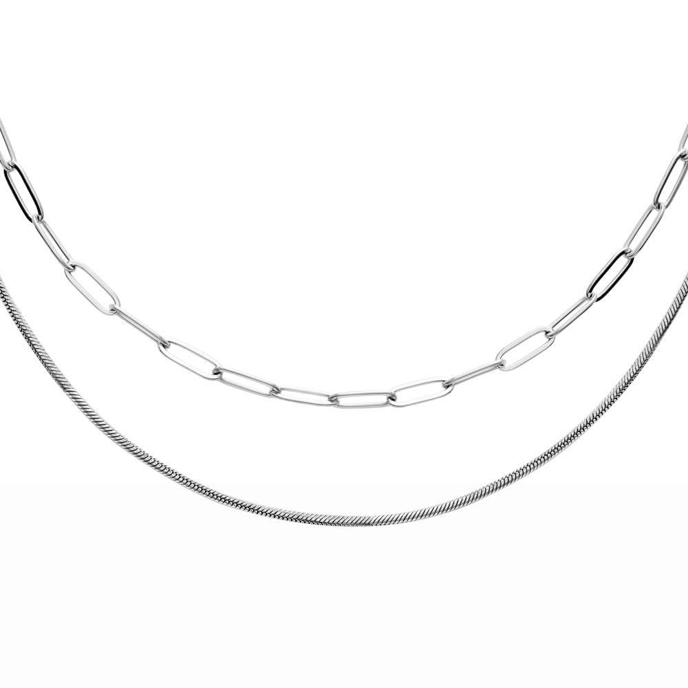 JEWLIX Ketten mit Anhänger Layerkette Edelstahl Damen