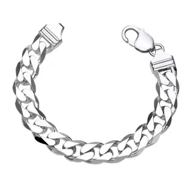 JEWLIX Panzerarmband 12mm Herren Silberarmband 25cm 925