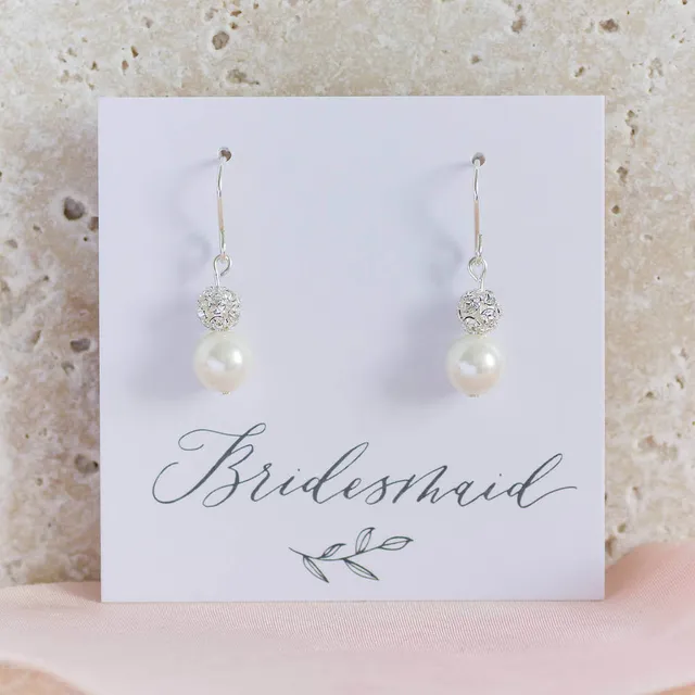 Joy by Corrine Smith Pearl Glitter Ball Ohrringe Silber