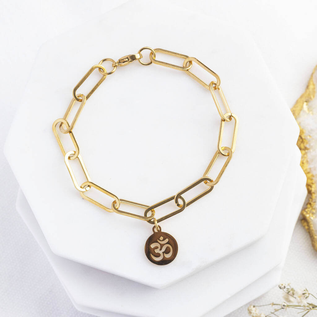 Joy by Corrine Smith Om Armband Gold Yoga Edelstahl 19,7 cm