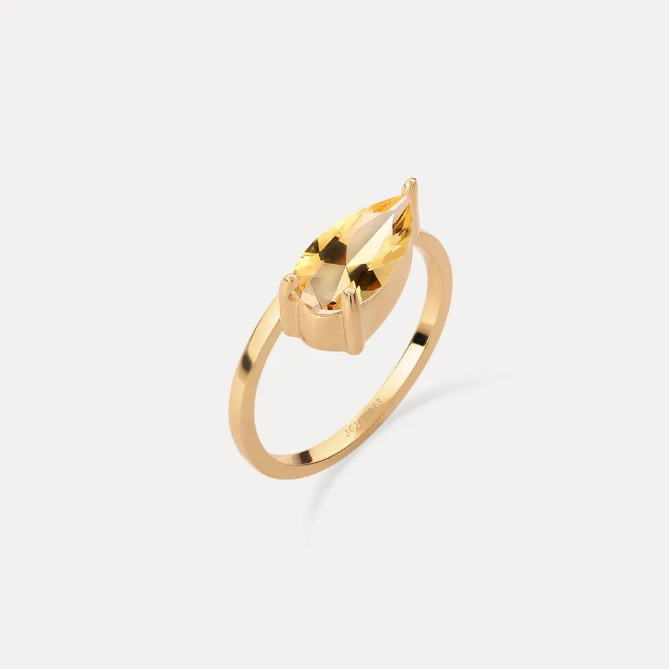 Stilnest Balance Drop Ring Citrin Gold Vermeil Gr.54