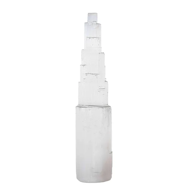 NKlaus Selenit Turm 30 cm Energiestein weiß 1200 g