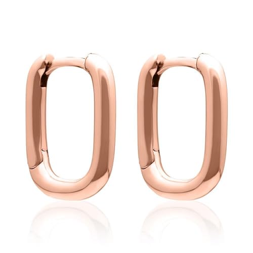 JEWLIX Ohrstecker Creolen Eckig 925 Silber Rosé Paar