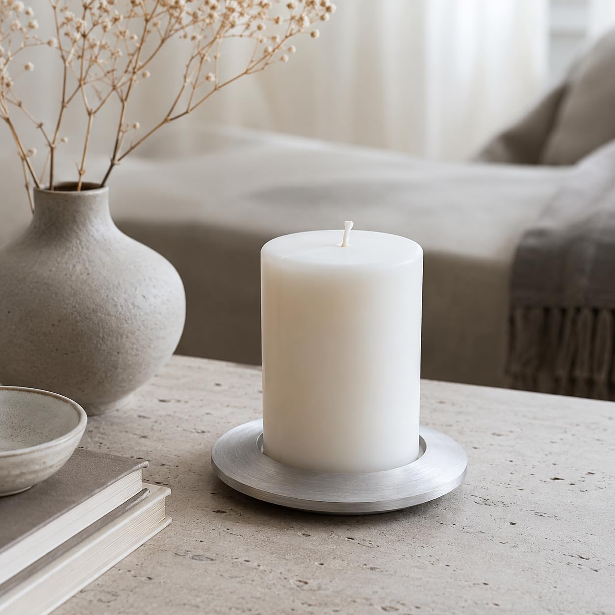 NKlaus CANDLE HOLDER Kerzenteller Alu matt 5cm rund