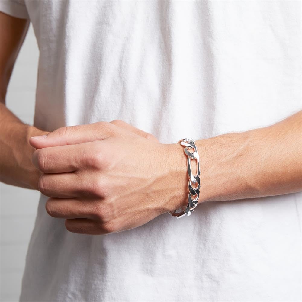 JEWLIX Panzerarmbänder FA0130 Figaroarmband Silber 21 cm 13 mm