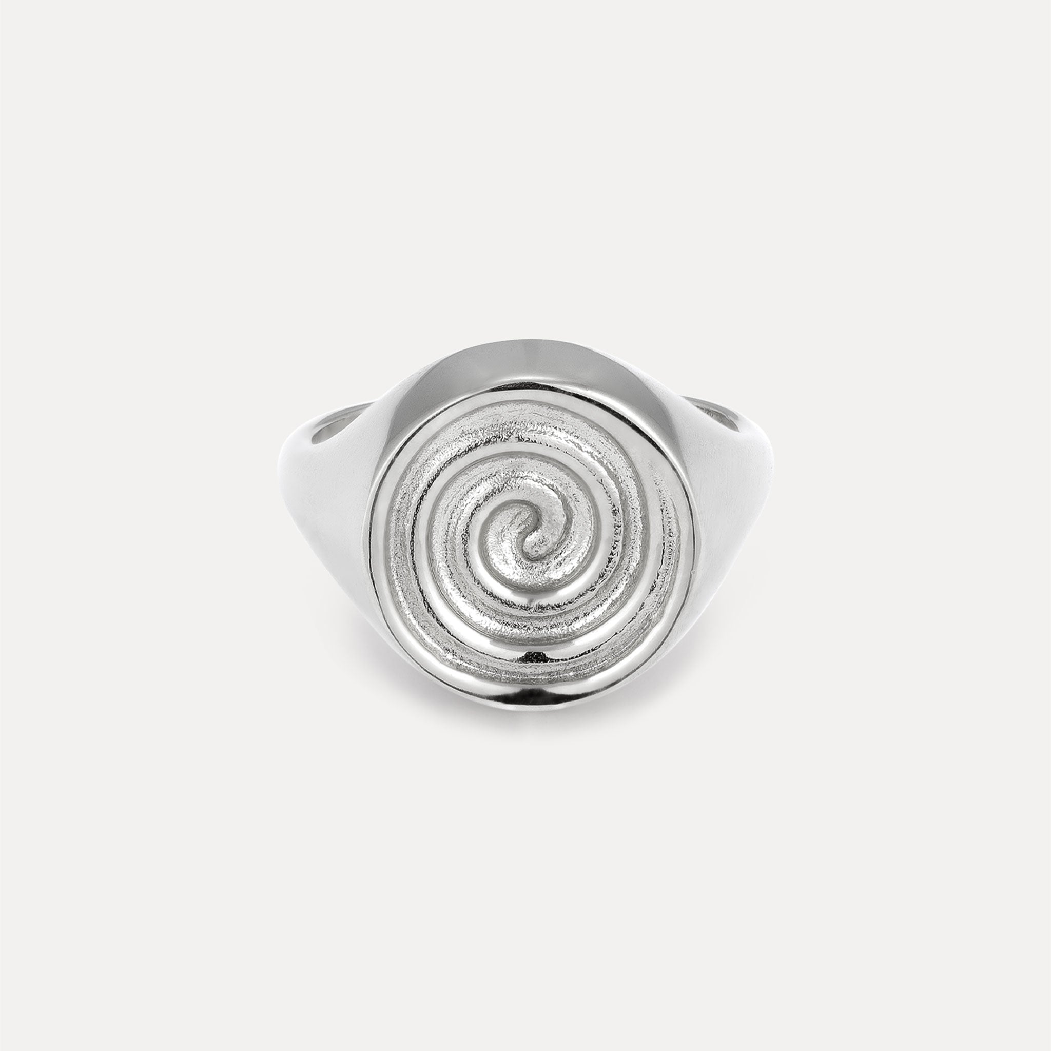 Stilnest Hypnotic Signet Ring 24k Gold Vermeil Spirale Gr.52