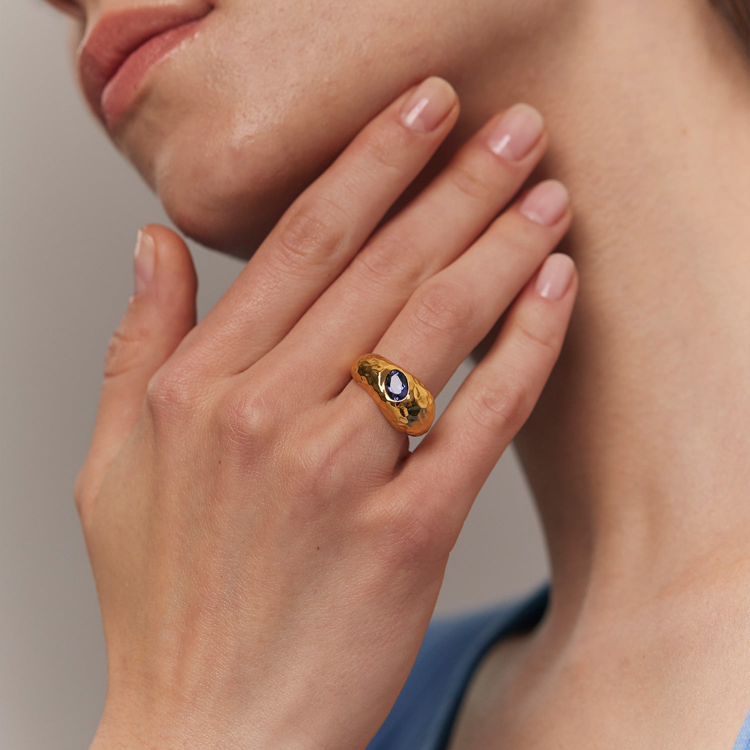 Stilnest Violet Fizz Cocktail Ring Iolith 585 Gold 52
